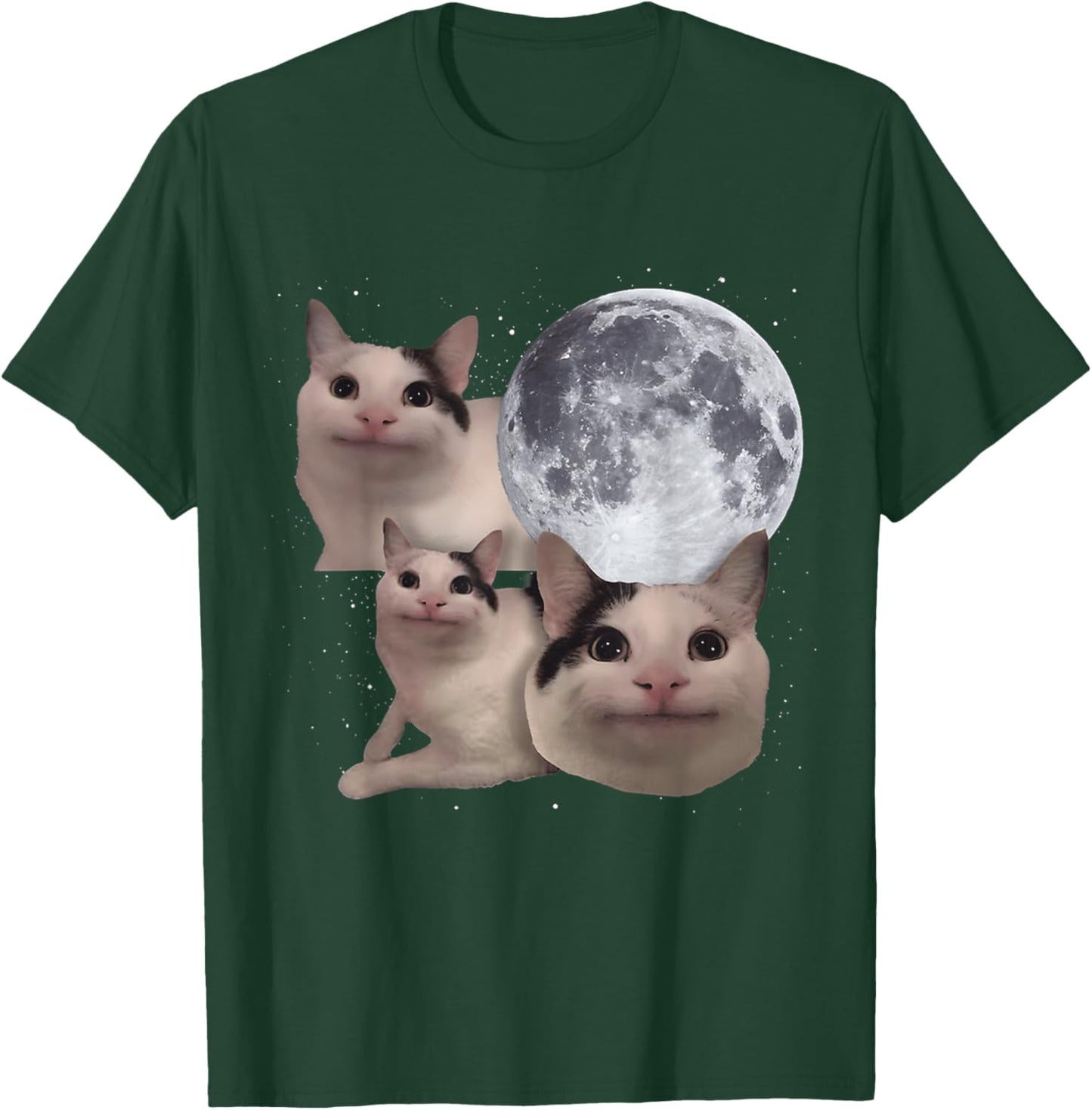 Beluga Cat Three Moon Funny Meme Cute T-Shirt - T-Shirt | Forest