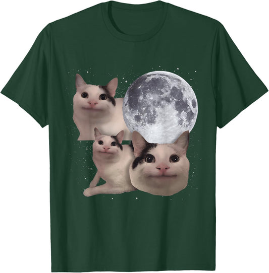 Beluga Cat Three Moon Funny Meme Cute T-Shirt - T-Shirt | Forest