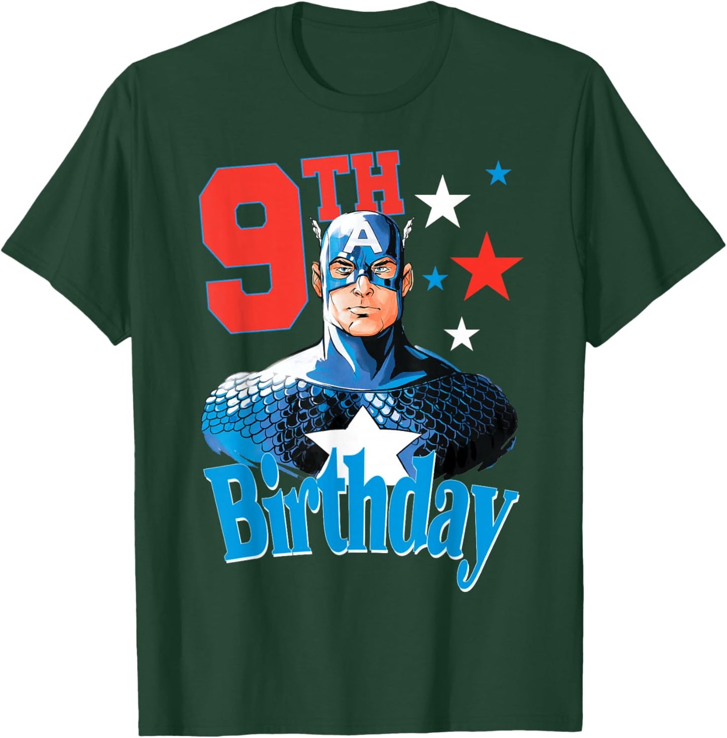 Marvel Comics Avengers Captain America 9th Birthday T-Shirt - T-Shirt | Forest
