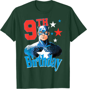 Marvel Comics Avengers Captain America 9th Birthday T-Shirt - T-Shirt | Forest