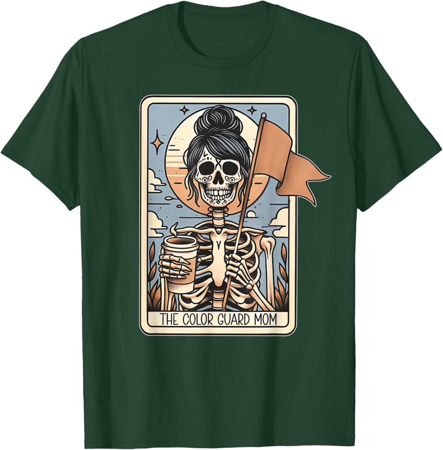 Color Guard Mom Tarot Card Skeleton Guard Mama Marching Band T-Shirt - T-Shirt | Forest
