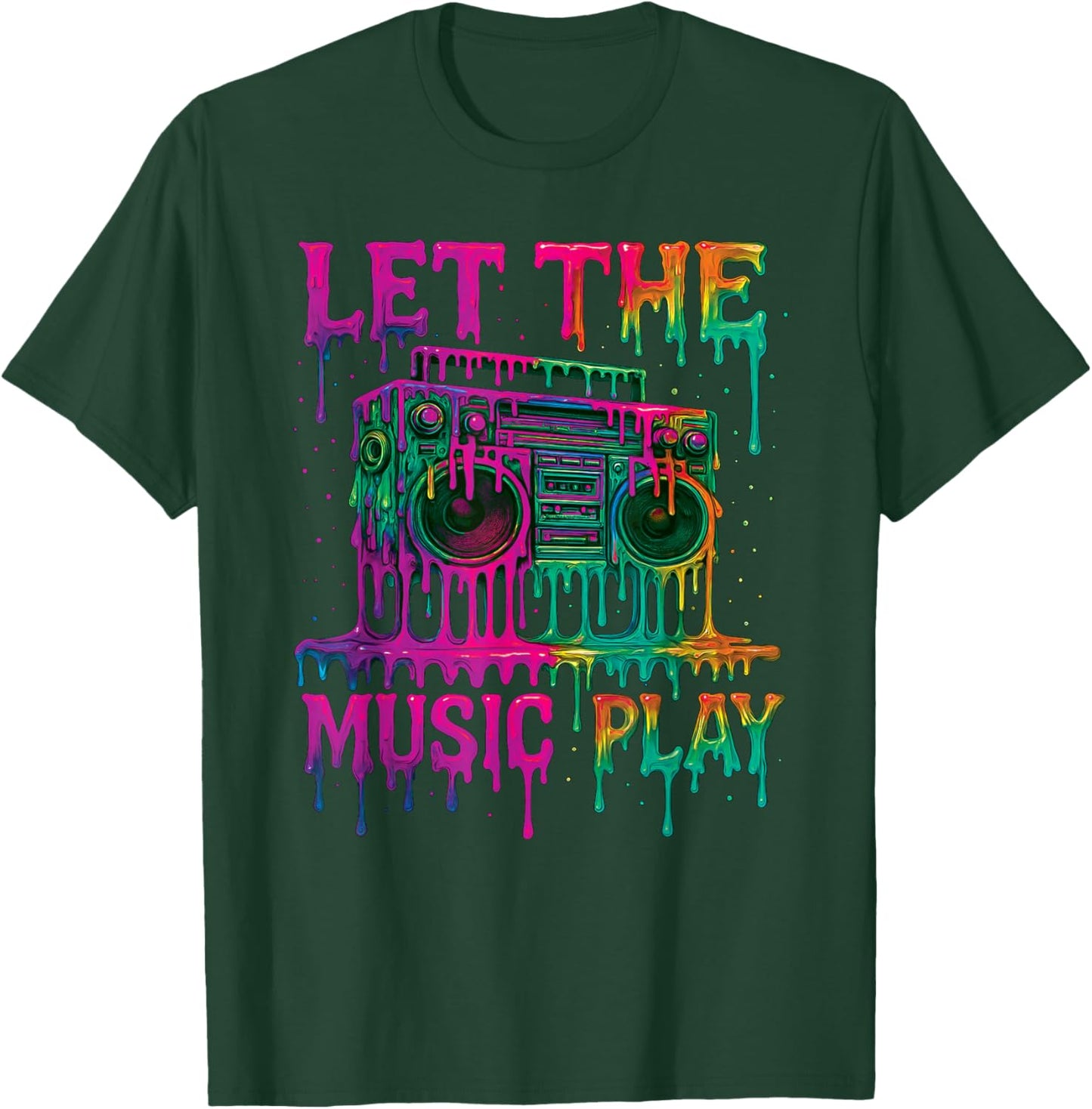 Freestyle Dance Music Let The Music Play Retro Drip Boombox T-Shirt - T-Shirt | Forest