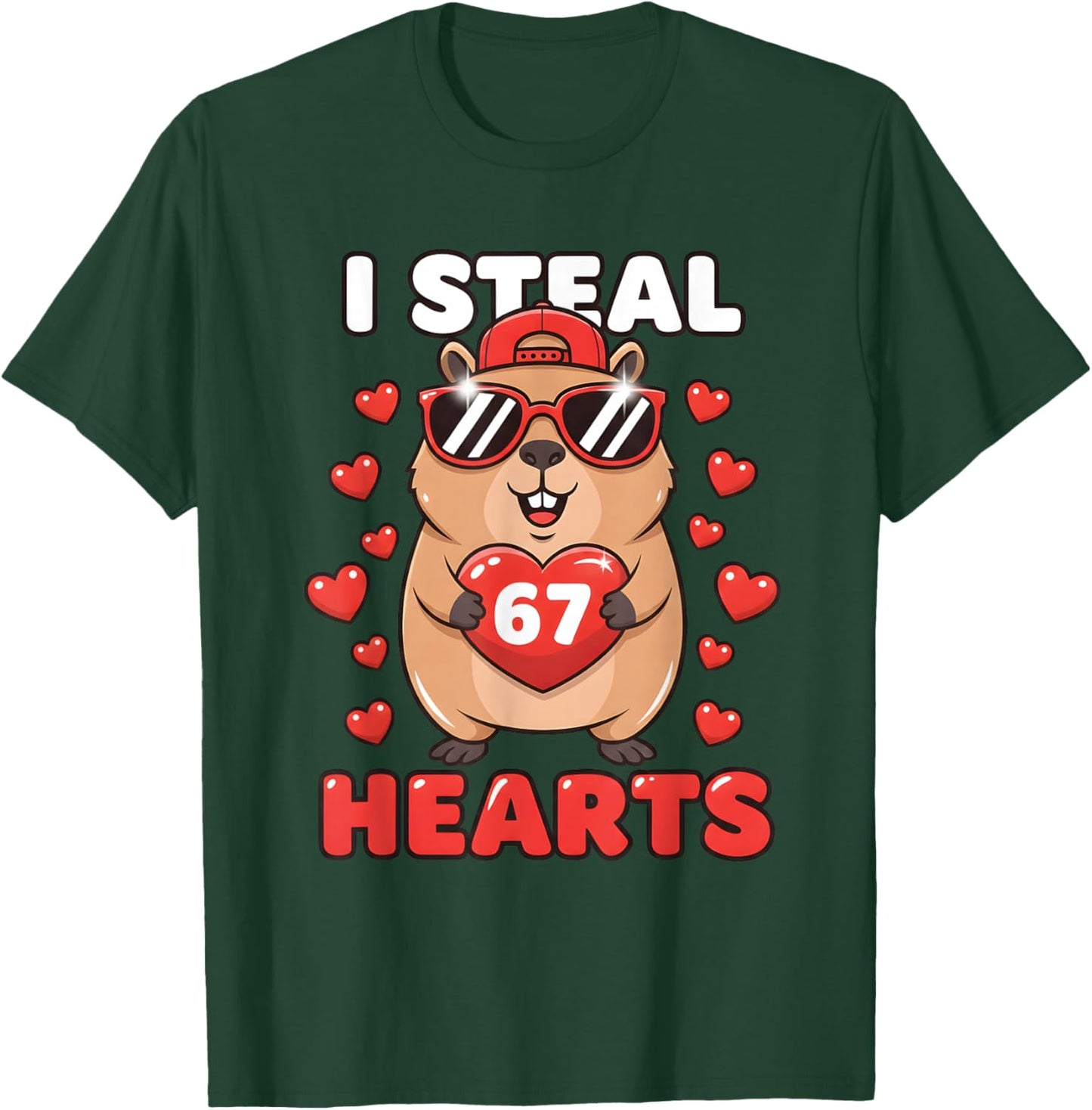 I Steal Hearts Capybara Cute Kawaii Happy Valentine Heart 67 T-Shirt - T-Shirt | Forest