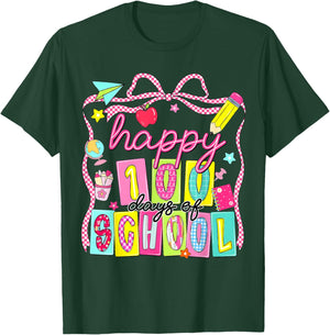Preppy 100 Days of School 100th Day of School Kids Teacher T-Shirt - T-Shirt | Forest
