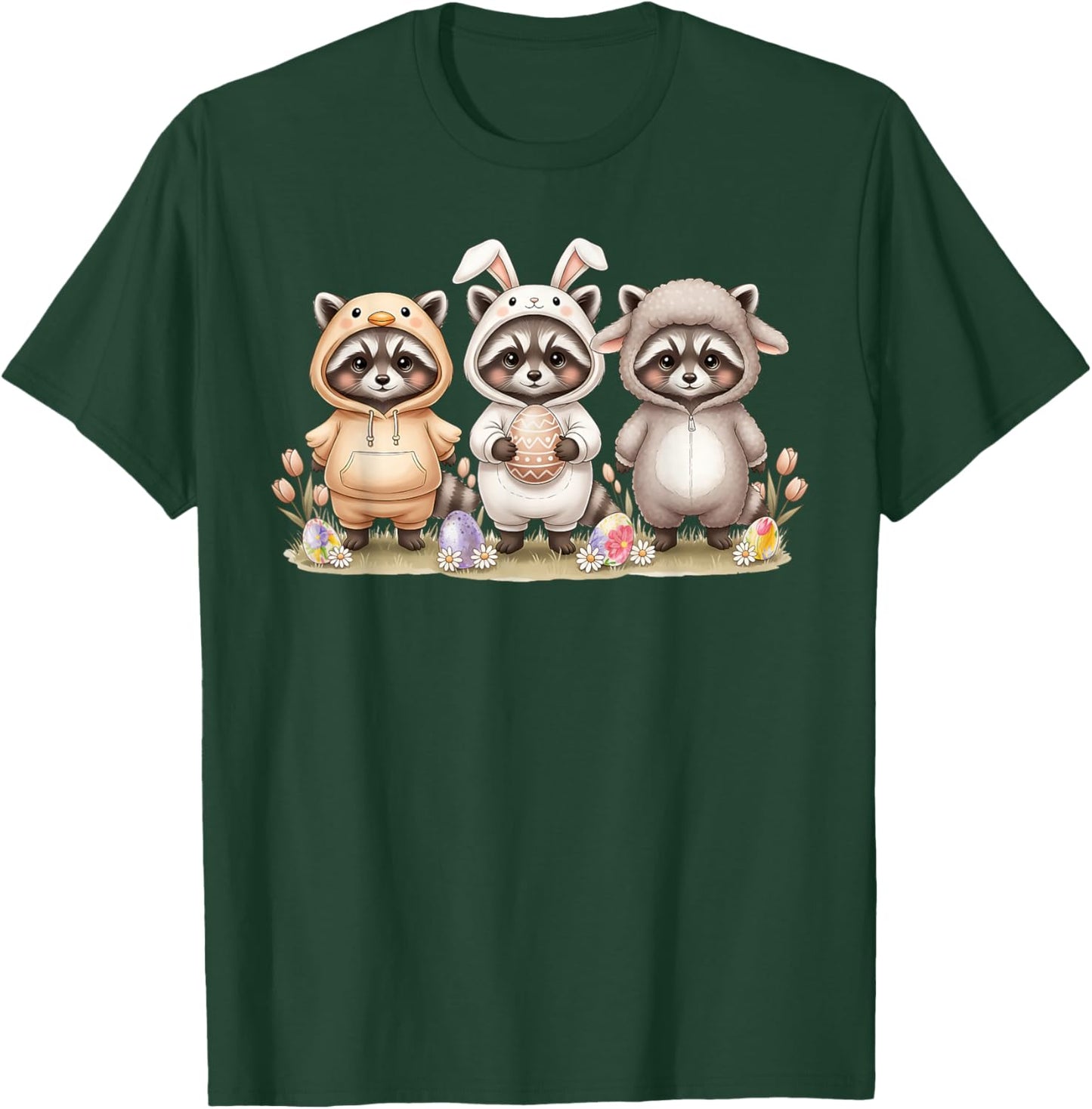 Cute Raccoon Easter and Raccoon Easter Bunny Happy Easter T-Shirt - T-Shirt | Forest