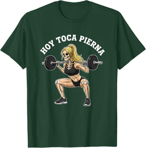 Hoy Toca Pierna Leg Day Skeleton Squat Funny Gym T-Shirt - T-Shirt | Forest
