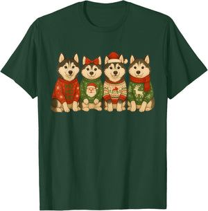 Christmas Husky Matching Family Xmas Pajama Men Women Kids T-Shirt - T-Shirt | Forest