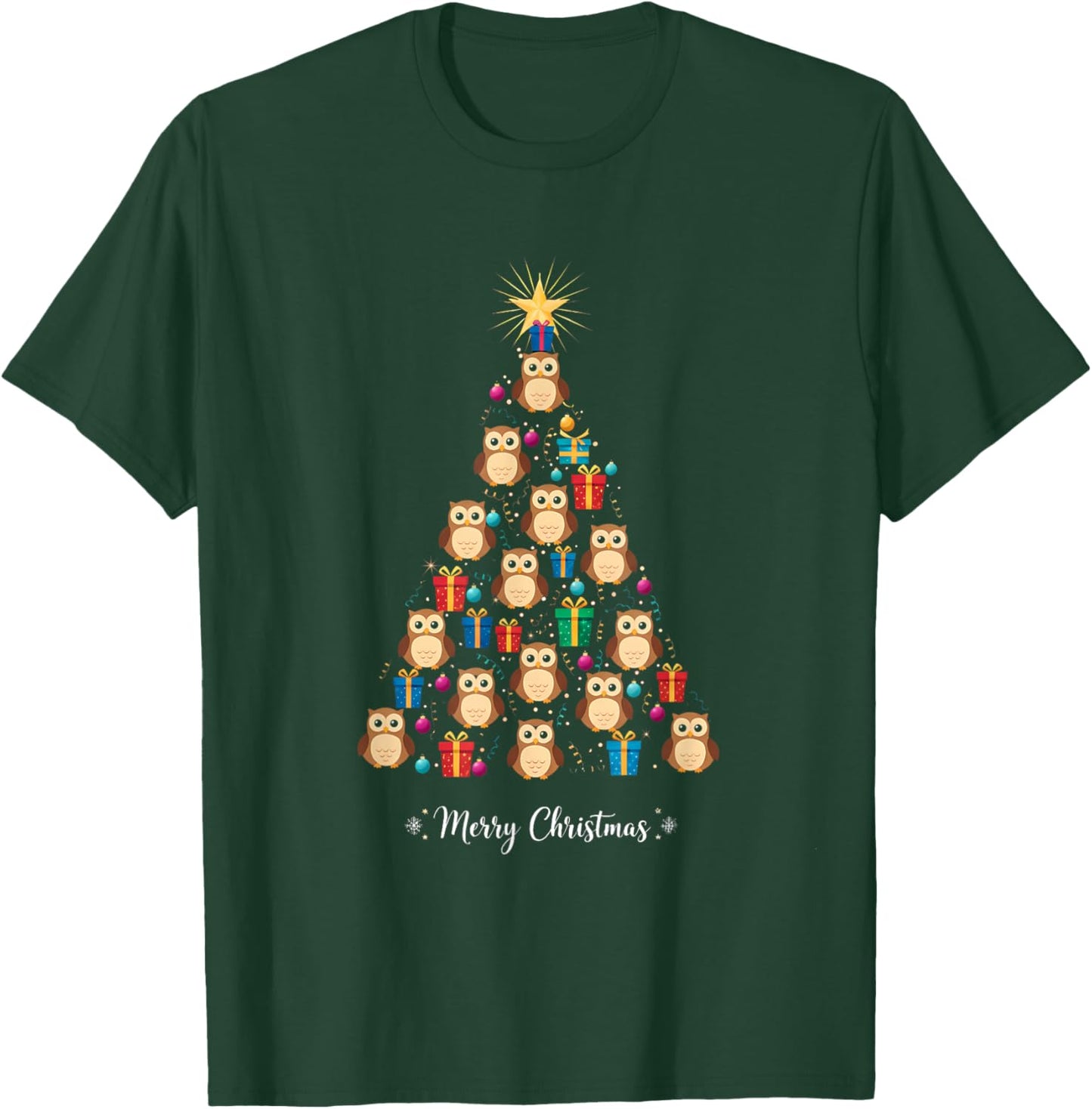 Owl Christmas Tree Xmas Day & Women T-Shirt - T-Shirt | Forest