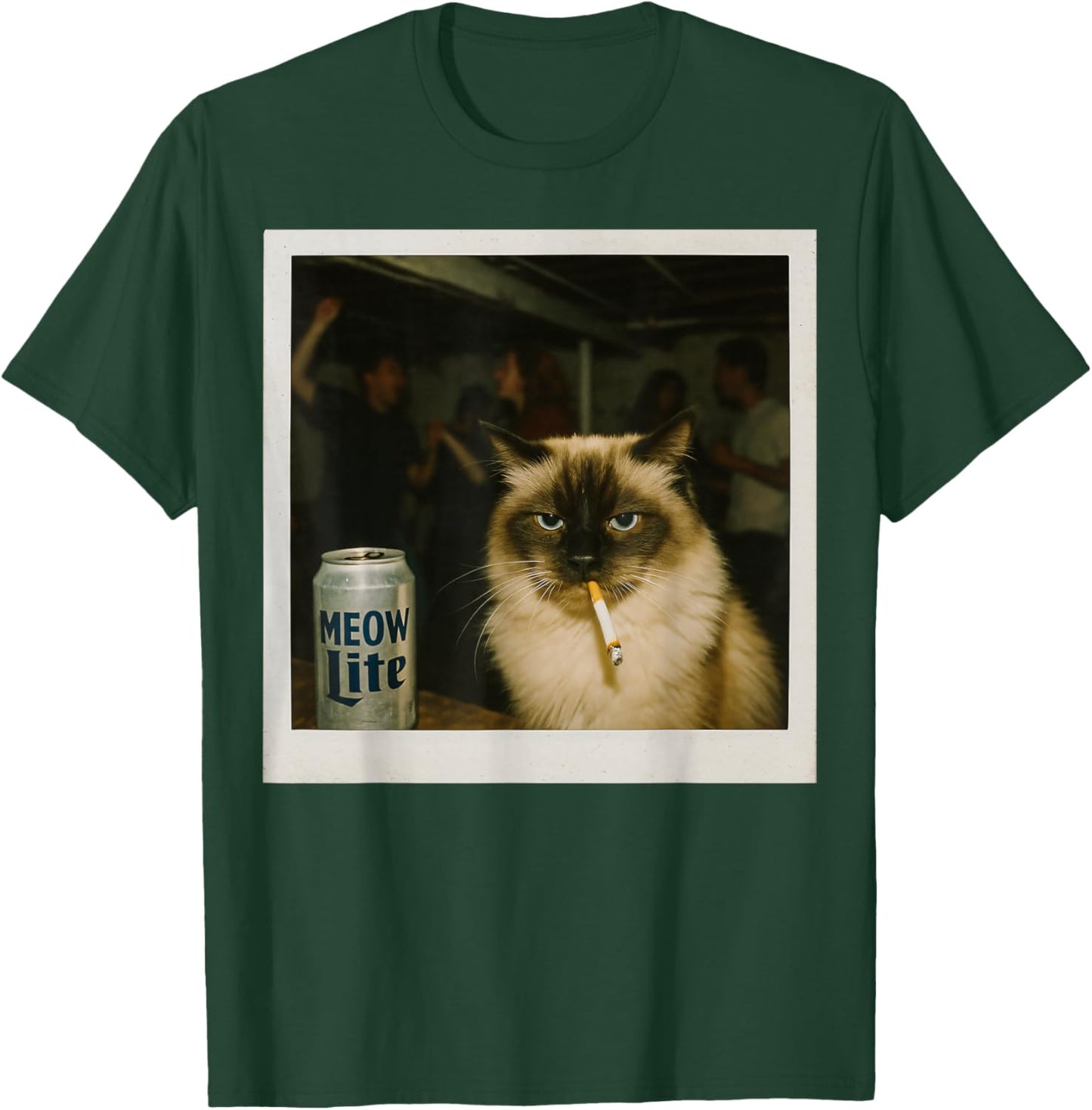 Meow Lite Party Cat - Stupid Brainrot Humor Aesthetic T-Shirt - T-Shirt | Forest