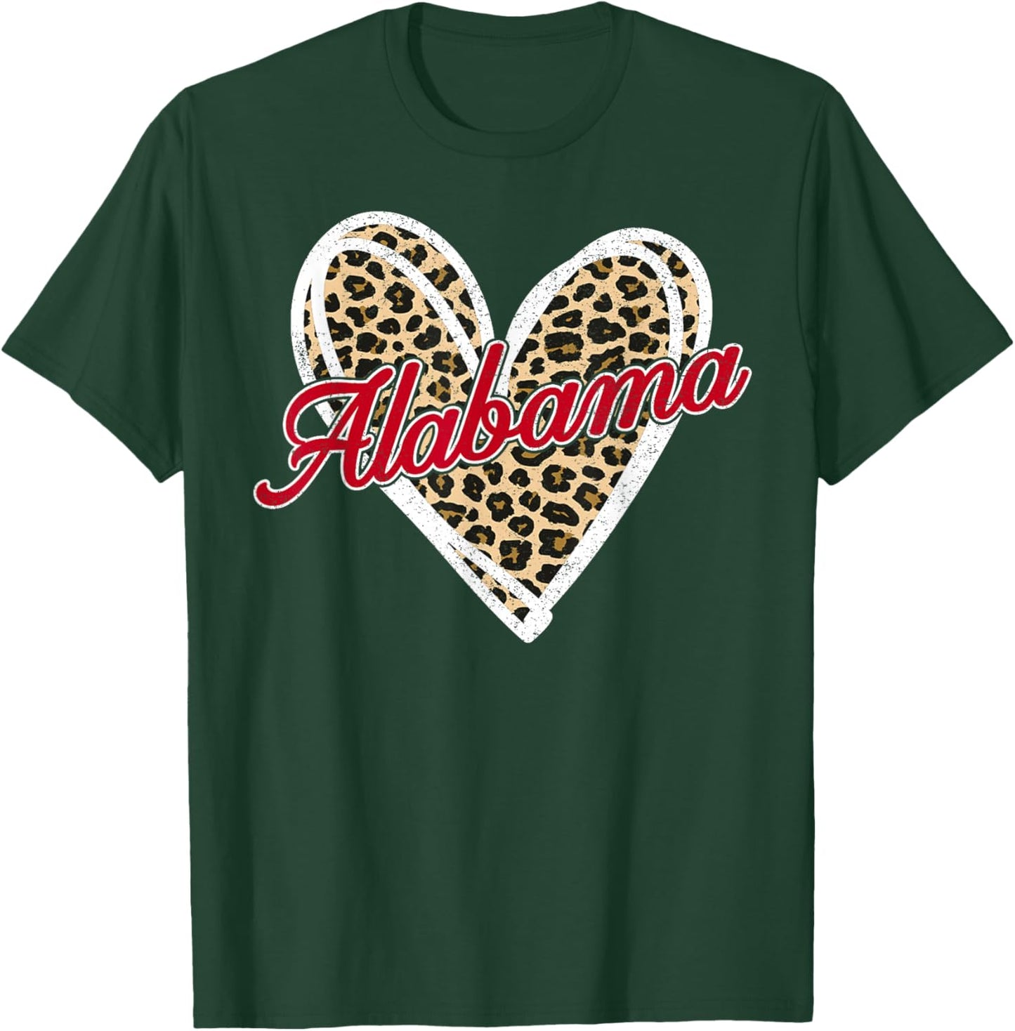 Alabama AL Vintage Leopard Heart Red Design Men Women Kid T-Shirt - T-Shirt | Forest