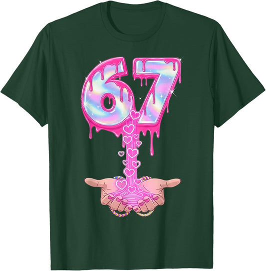Valentine's Day 67 Hearts Six Seven Meme Love Cute T-Shirt - T-Shirt | Forest