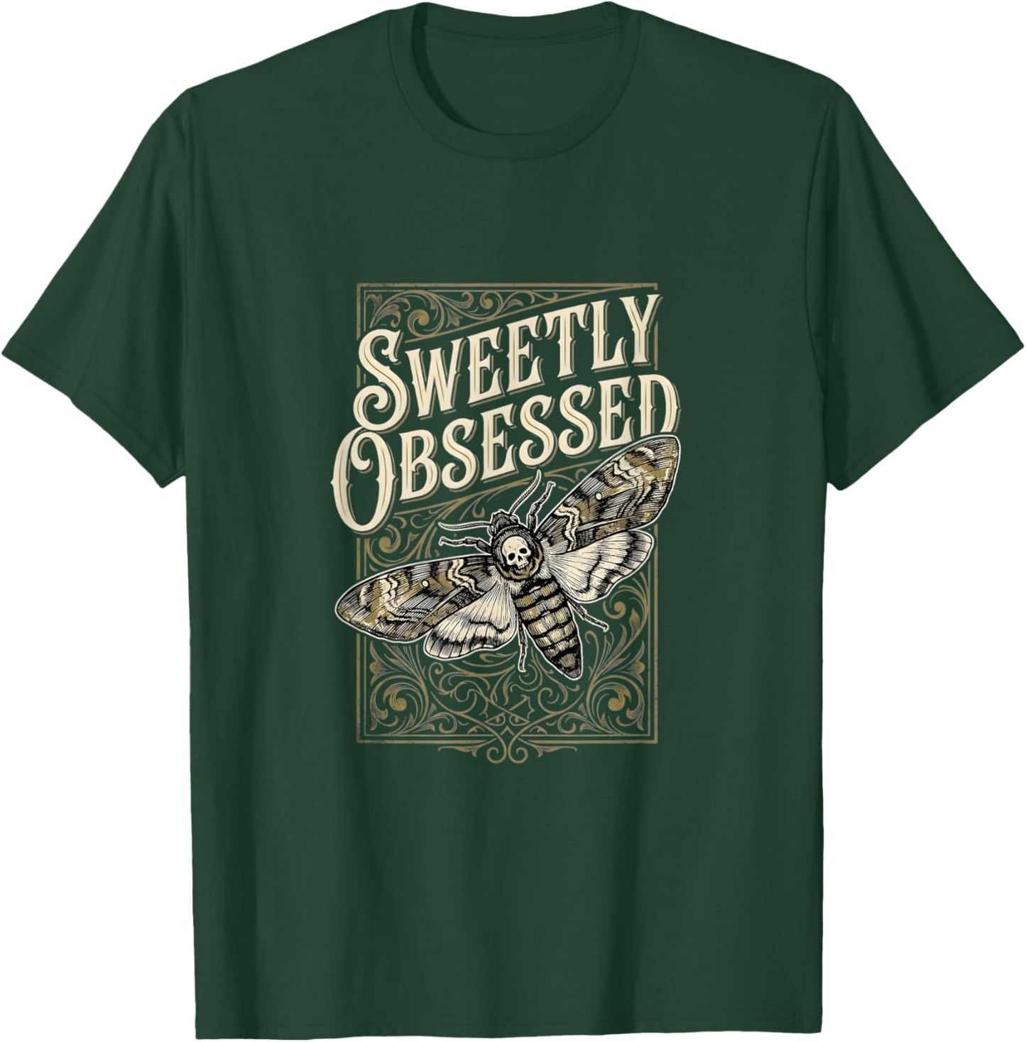 Gothic Death's Head Moth Sweetly Obsessed Dark Academia T-Shirt - T-Shirt | Forest