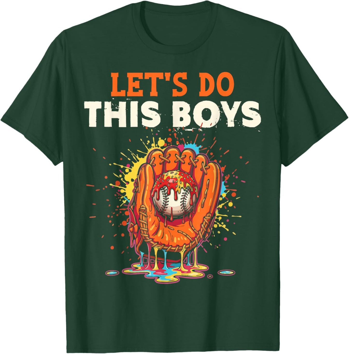 Let's Do This Boys Baseball Glove Ice Cream Drip Crossed Bat T-Shirt - T-Shirt | Forest