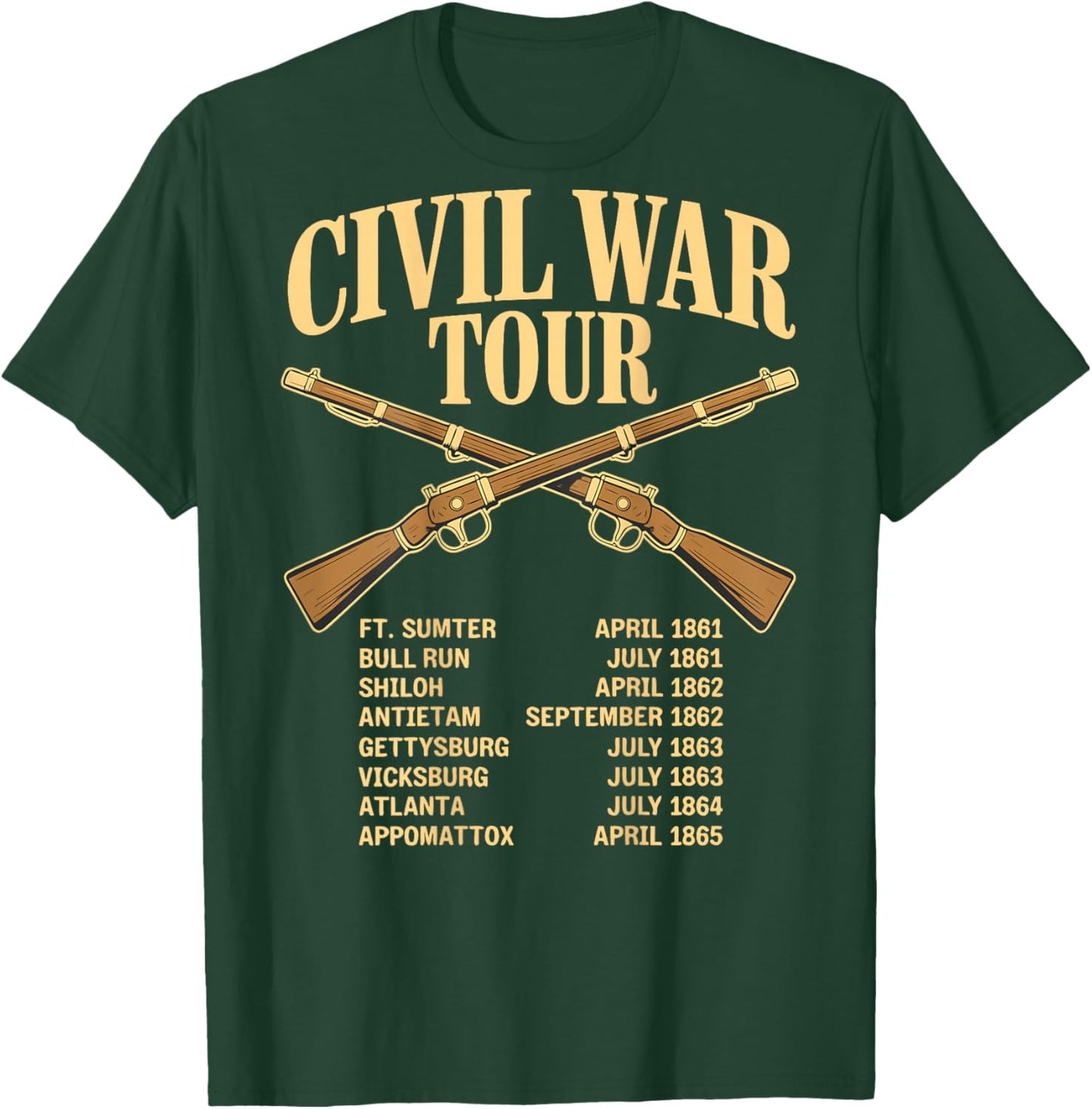 Civil War Tour Reenactor Funny American History T-Shirt - T-Shirt | Forest