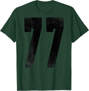 Number 77 Print On Back of Shirt Number #77 Numbered T-Shirt - T-Shirt | Forest