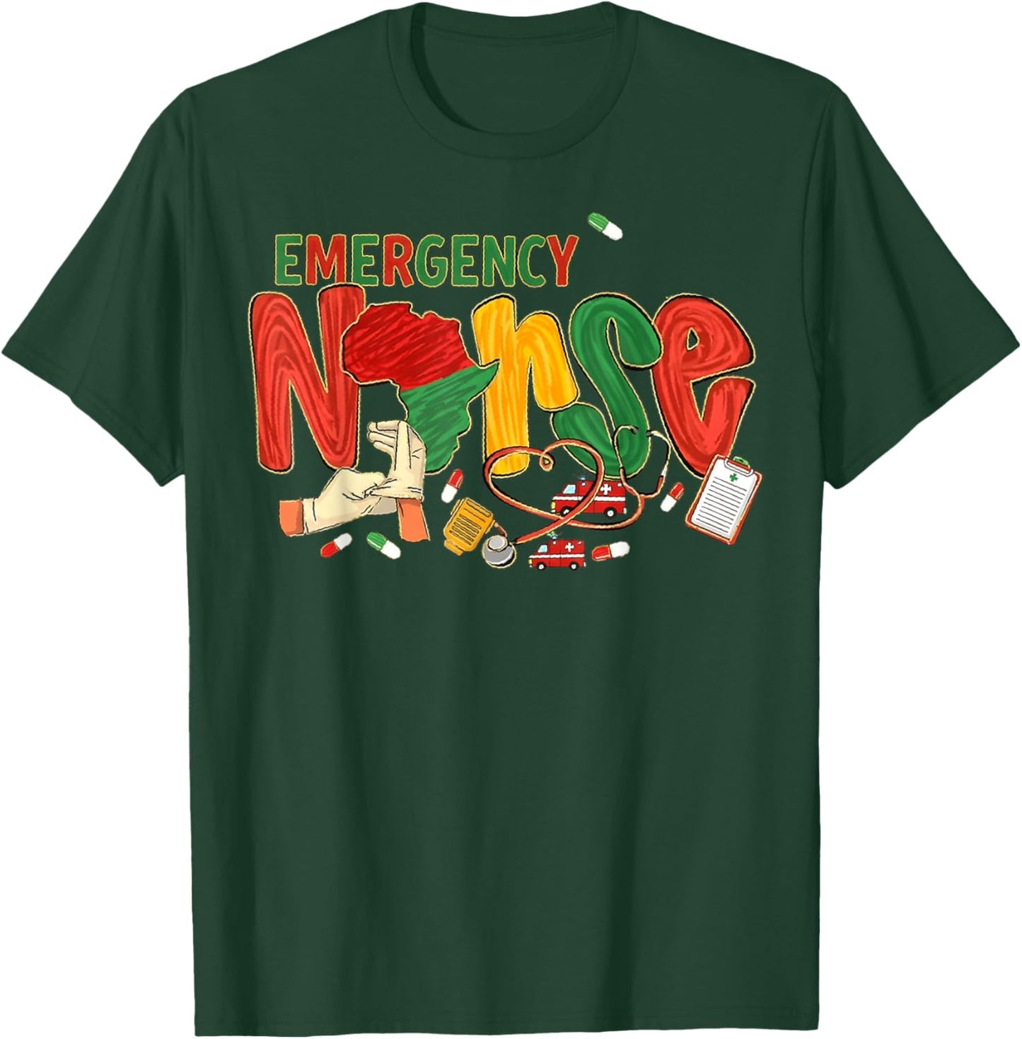 Emergency Nurse Black Nurse Magic Black History Month Junete T-Shirt - T-Shirt | Forest
