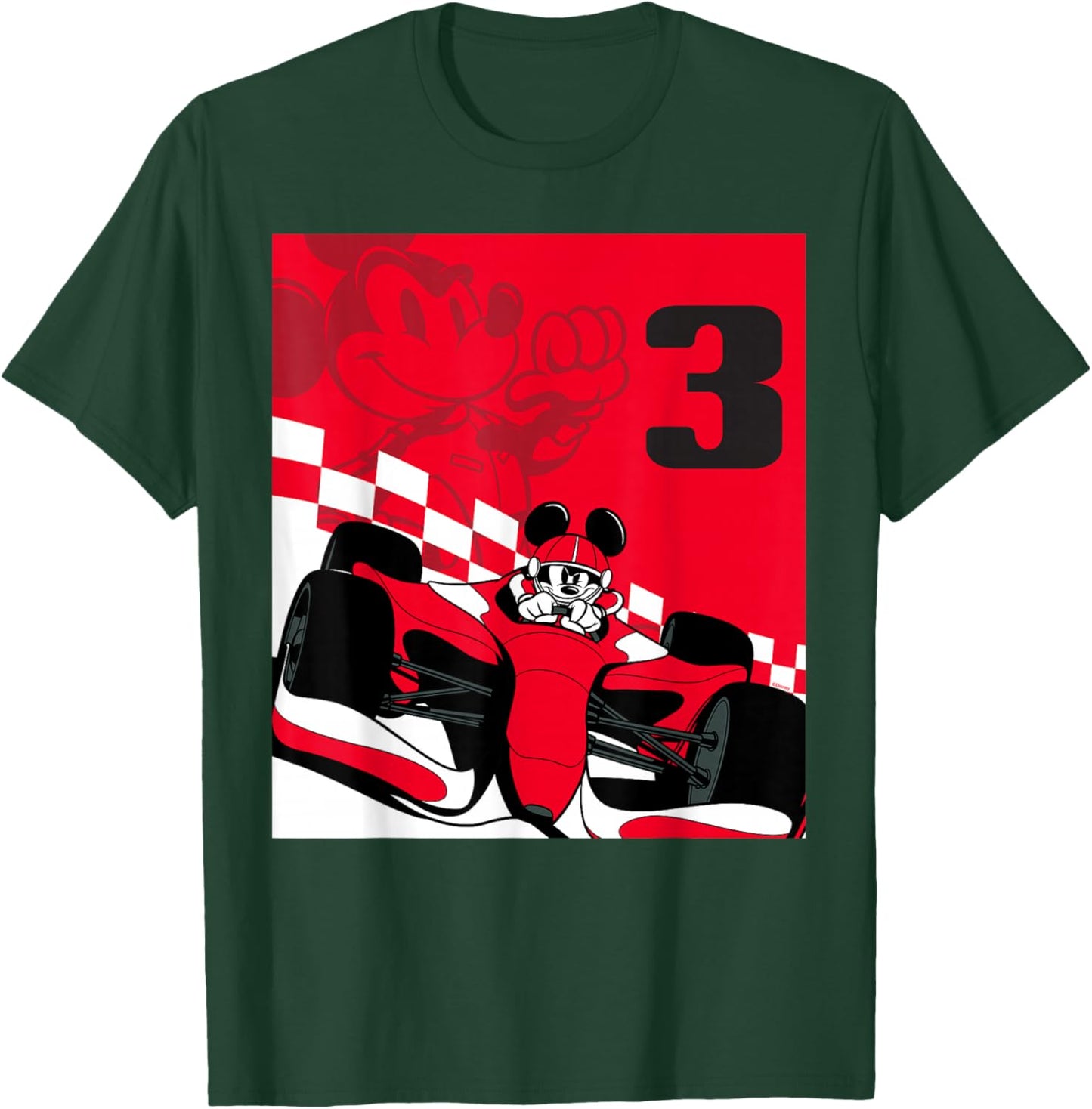 Disney Racing 3rd Birthday 3 Years Old Mickey Mouse Race Car T-Shirt - T-Shirt | Forest
