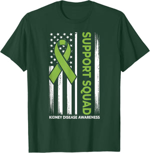 Kidney Disease USA Flag Support Squad Kidney Disease T-Shirt - T-Shirt | Forest