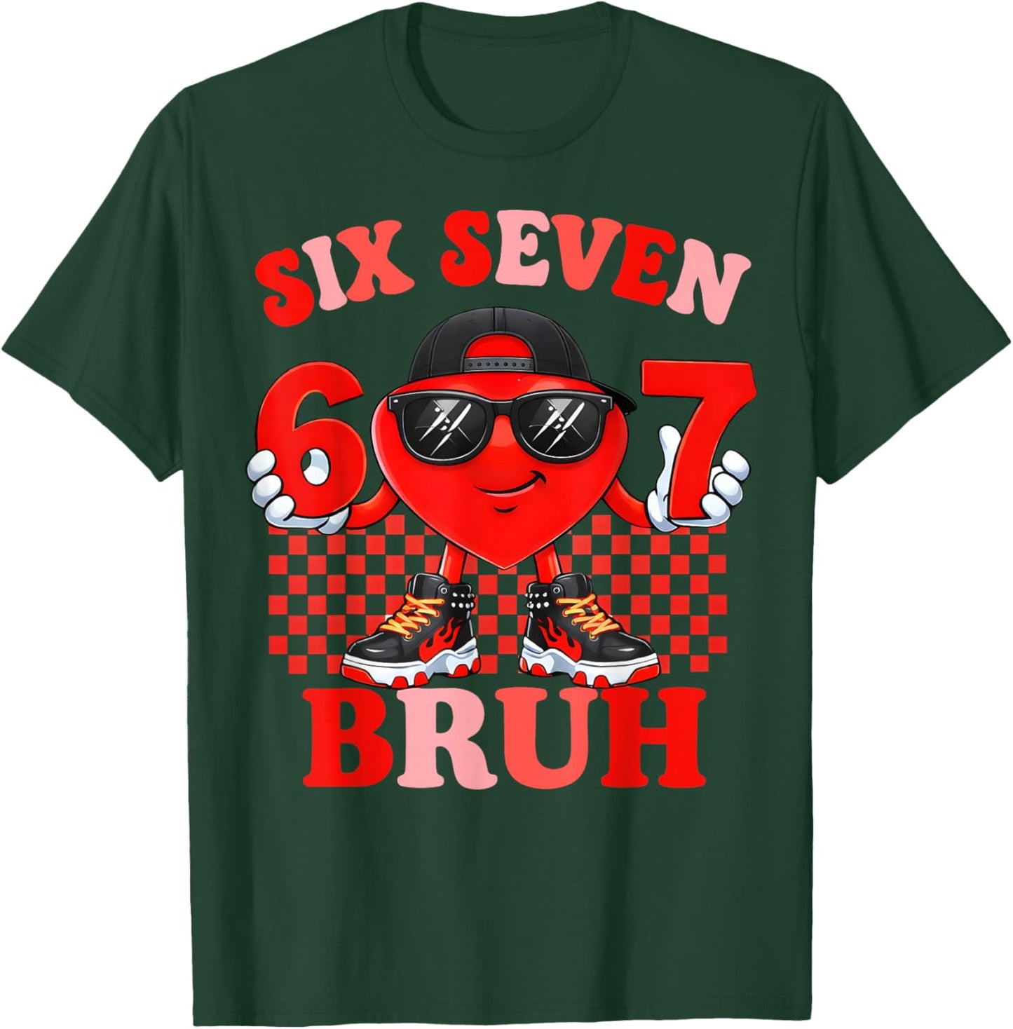 Valentines Day Meme Six Seven 67 Bruh Heart Boys Men Gifts T-Shirt - T-Shirt | Forest