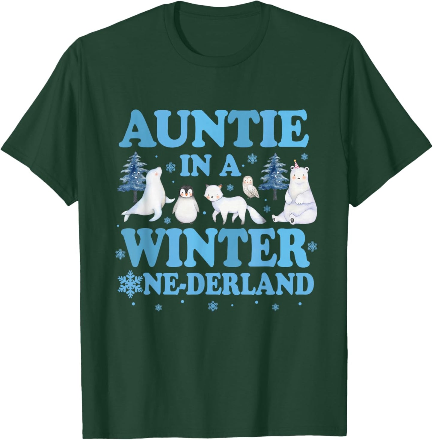 Auntie in a Winter Onederland Birthday Boy Arctic Animals T-Shirt - T-Shirt | Forest