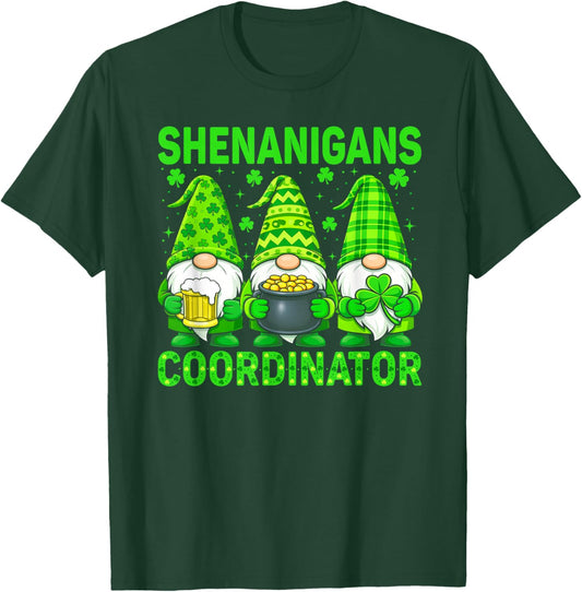 Shenanigans Coordinator Lucky Teacher Gnome St Patrick's Day T-Shirt - T-Shirt | Forest