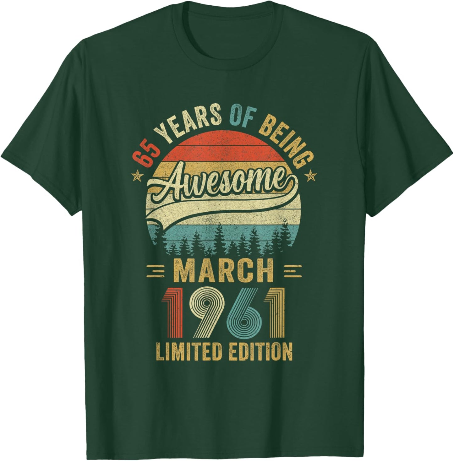 Vintage March 1961 Old 65Th Birthday Men Women T-Shirt - T-Shirt | Forest