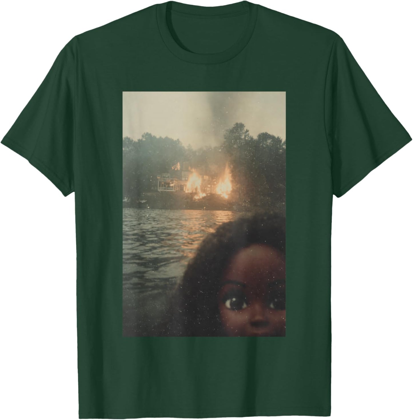 Funny Chaotic Disaster Black Doll Face Selfie Meme Unhinged T-Shirt - T-Shirt | Forest