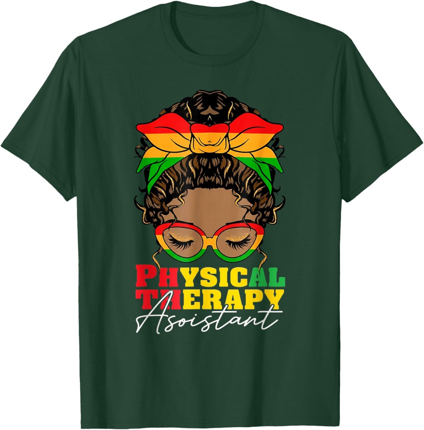 Physical Therapy Assistant Black History Month PTA Afro T-Shirt - T-Shirt | Forest