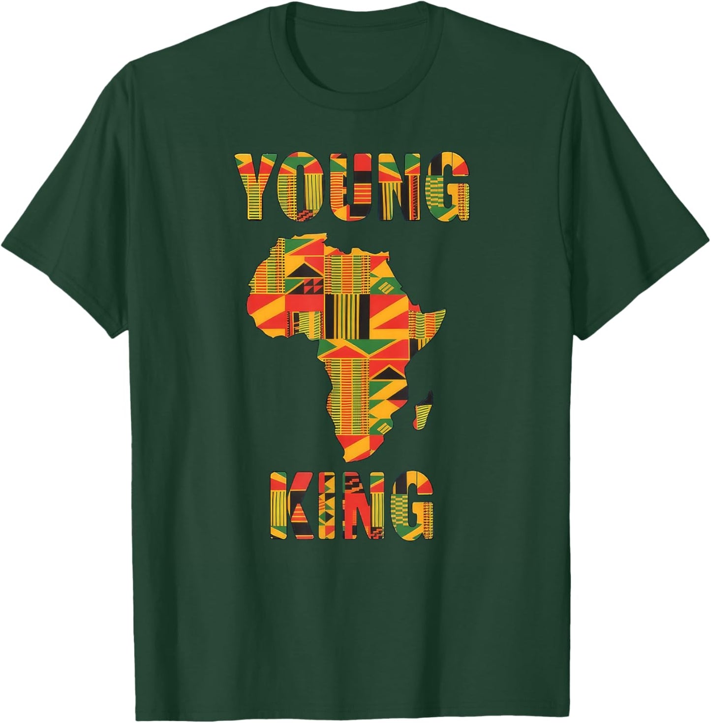 Young King African Kente Art Black History Month T-Shirt - T-Shirt | Forest