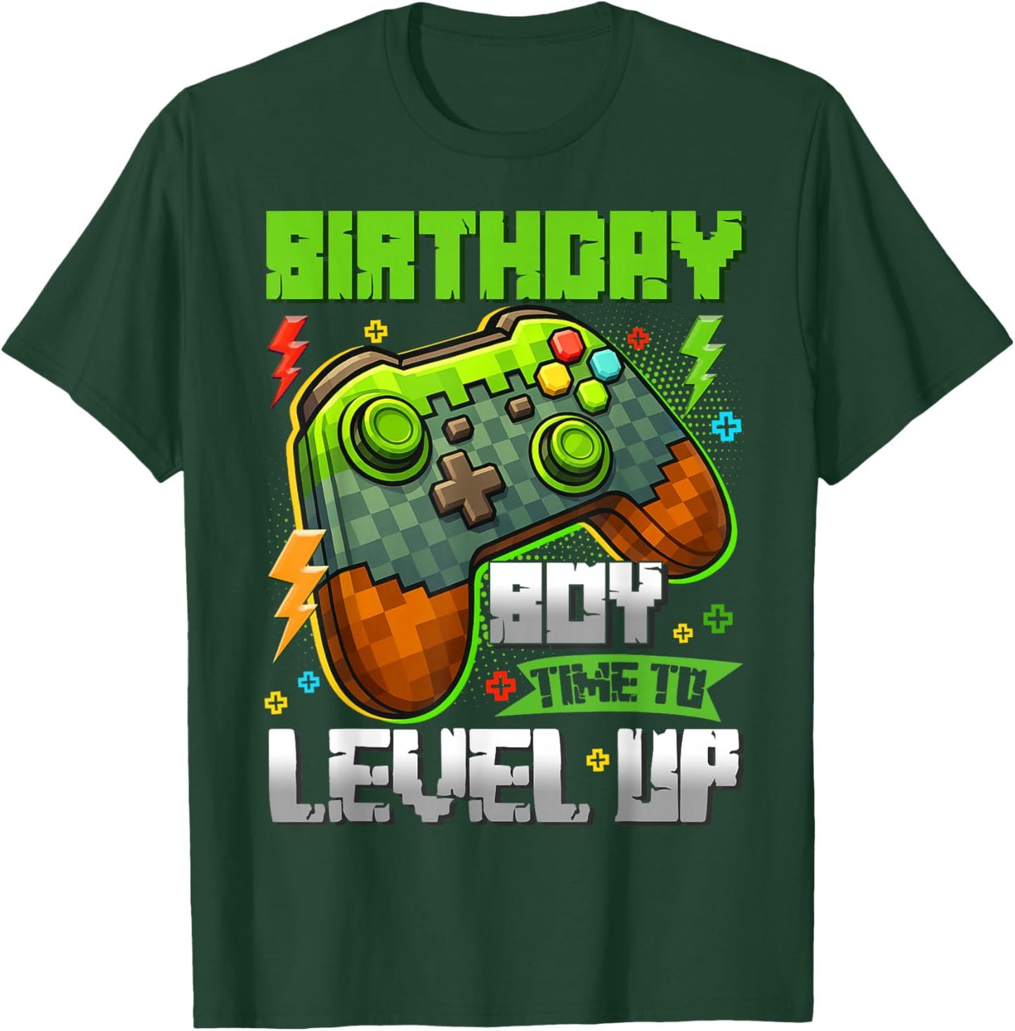 Birthday Boy Time to Level Up Game Pixel Birthday Gamer Kids T-Shirt - T-Shirt | Forest