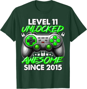 Level 11 Unlocked 11 Year Old Gifts Boys 11th Birthday Boy T-Shirt - T-Shirt | Forest