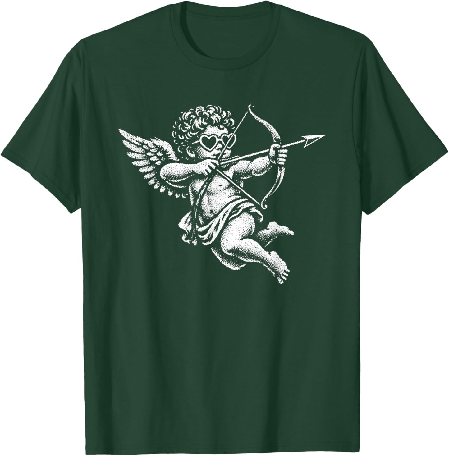 Halftone Cupid Valentine Day Heart Love Cherub Angel Vintage T-Shirt - T-Shirt | Forest