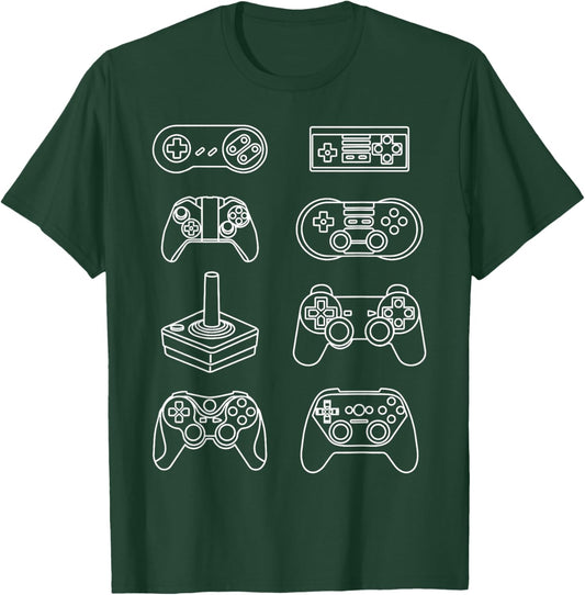 Evolution of Video Game Controllers Geek Nerd Gamer T-Shirt - T-Shirt | Forest