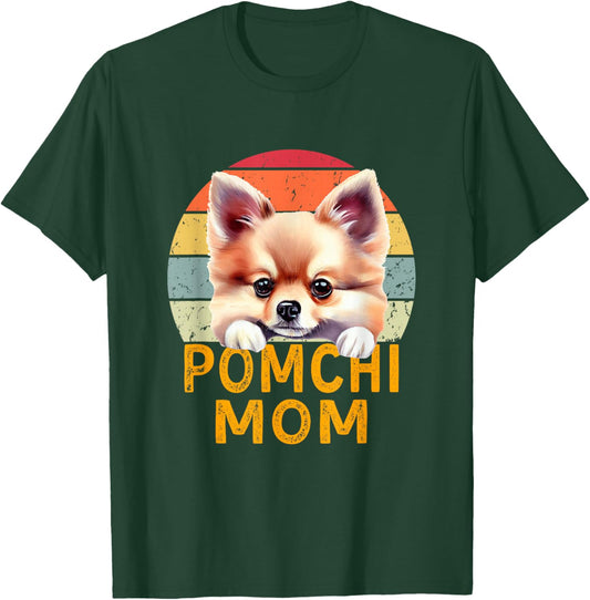 Pomchi Dog Mom Funny Retro Vintage Dogs Owner & Lover T-Shirt - T-Shirt | Forest
