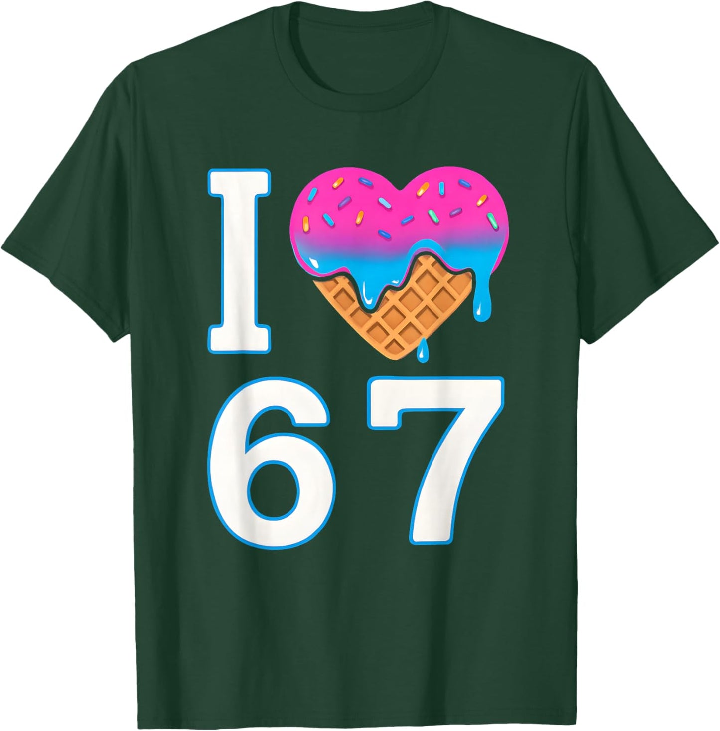 I Love 67 Meme Heart 6 7 Merch Stuff Six Seven Ice Cream T-Shirt - T-Shirt | Forest