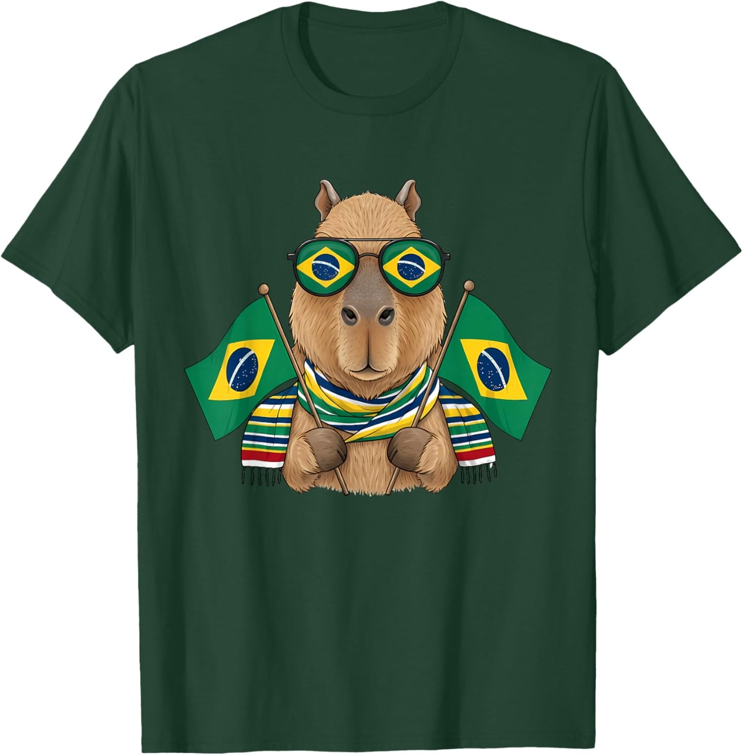 Brazil Flag Capybara Brazilian Roots Brasilian Pride Brasil T-Shirt - T-Shirt | Forest