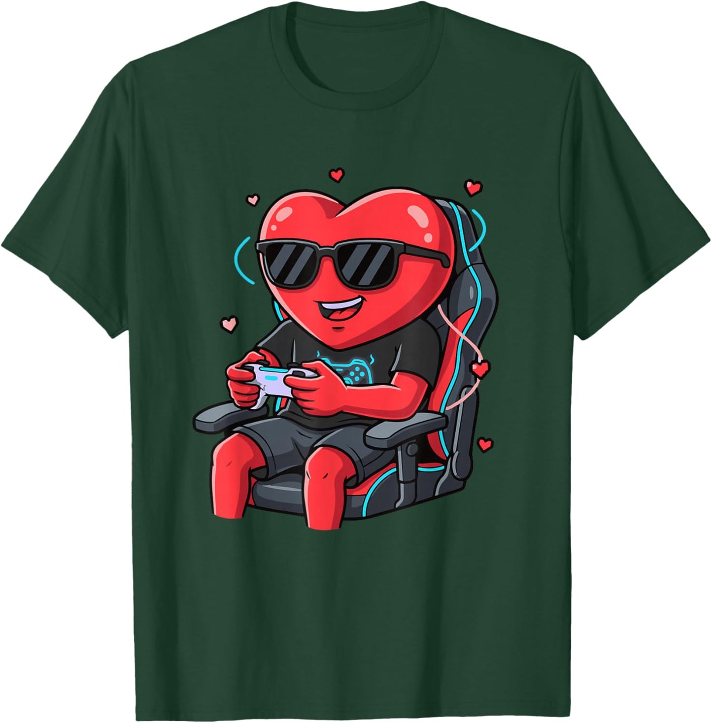 Valentine Gamer Funny Heart Video Gaming T-Shirt - T-Shirt | Forest