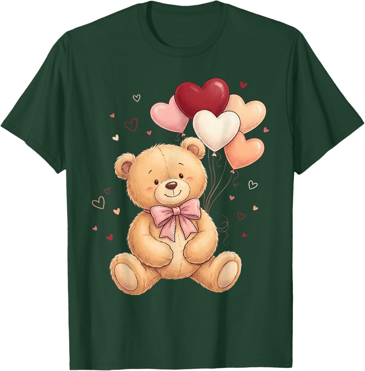 Cute Teddy Bear Women Valentines Day Shirt Girl Heart T-Shirt - T-Shirt | Forest