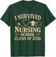 Vintage I Survived Nursing School Class of 2026 Nurse Grad T-Shirt - T-Shirt | Forest