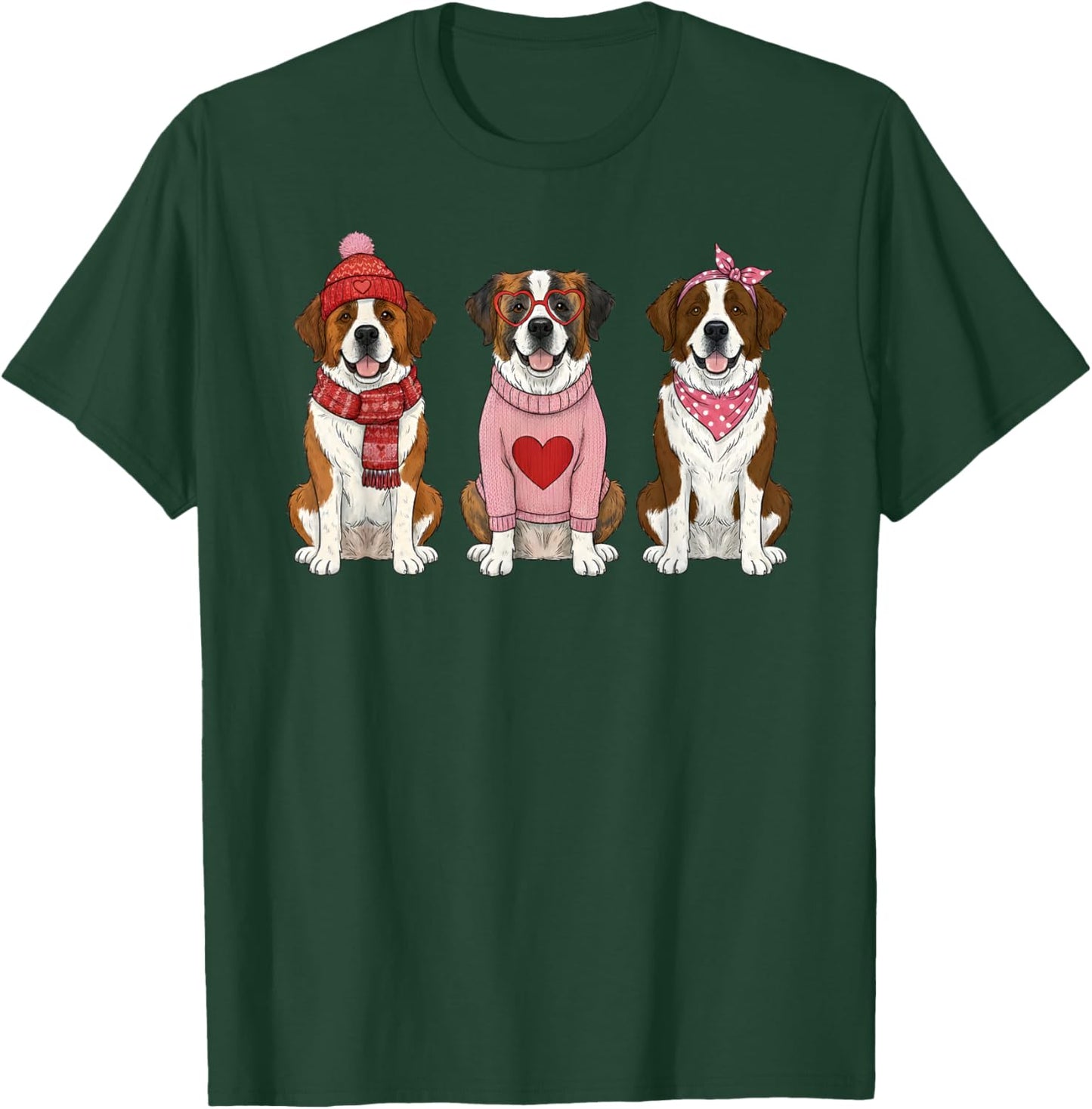 Cute Saint Bernard Valentine Dog T-Shirt - T-Shirt | Forest