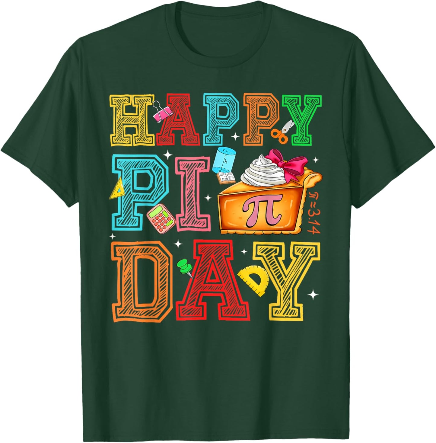 Happy Pi Day 3.14 Pie Day Pi Symbol Math Lovers Kids T-Shirt - T-Shirt | Forest