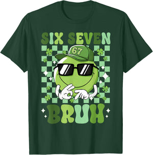 Six Seven Bruh Smile Face 67 St Patricks Day Men Women Kids T-Shirt - T-Shirt | Forest