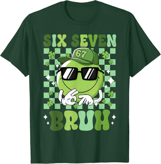 Six Seven Bruh Smile Face 67 St Patricks Day Men Women Kids T-Shirt - T-Shirt | Forest