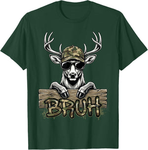 Bruh Reindeer Camouflage Hunting Hunter Camo Boys Teens Kids T-Shirt - T-Shirt | Forest