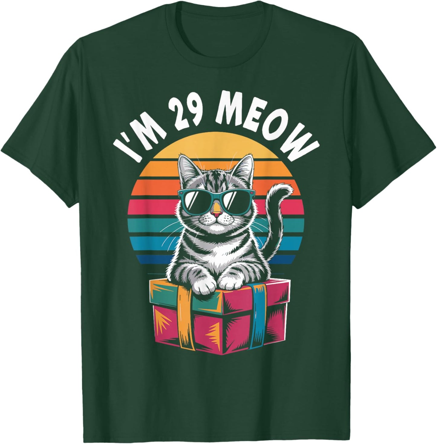 29th Birthday 29 Years Old I’m 29 Meow Funny Cat Birthday T-Shirt - T-Shirt | Forest