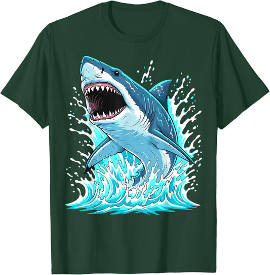 Shark Jumping Ocean Animal T-Shirt - T-Shirt | Forest