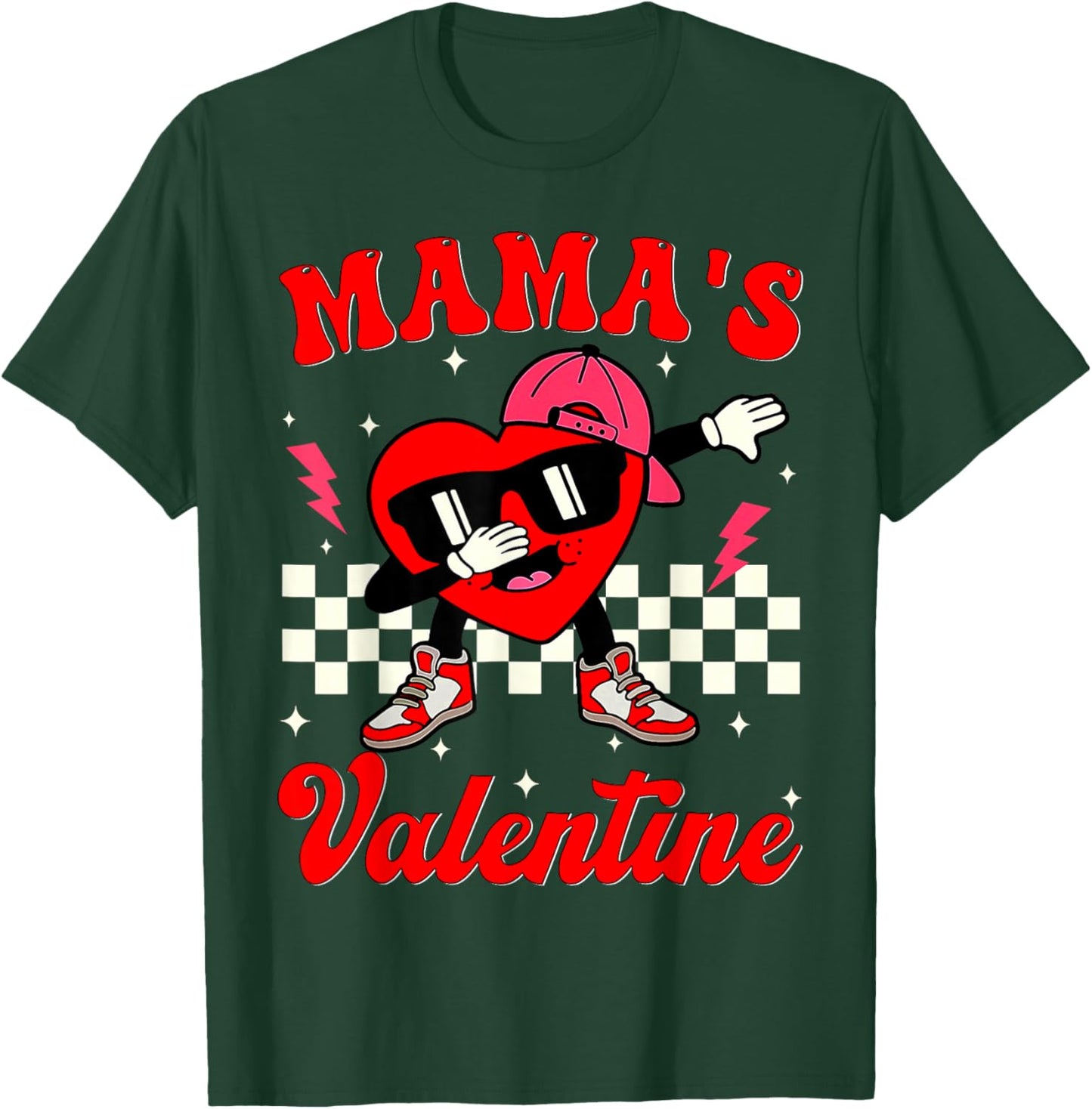 Retro Groovy Mama is My Valentine Cute Heart Boys Girls Kids T-Shirt - T-Shirt | Forest