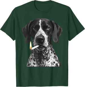 Cool German Shorthaired Pointer Smoking GSP Graphic Dog Mom T-Shirt - T-Shirt | Forest