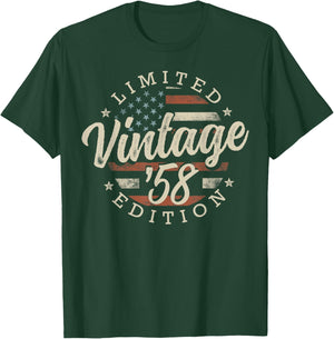 Vintage 1958 Limited Edition USA Flag 68th Birthday T-Shirt - T-Shirt | Forest