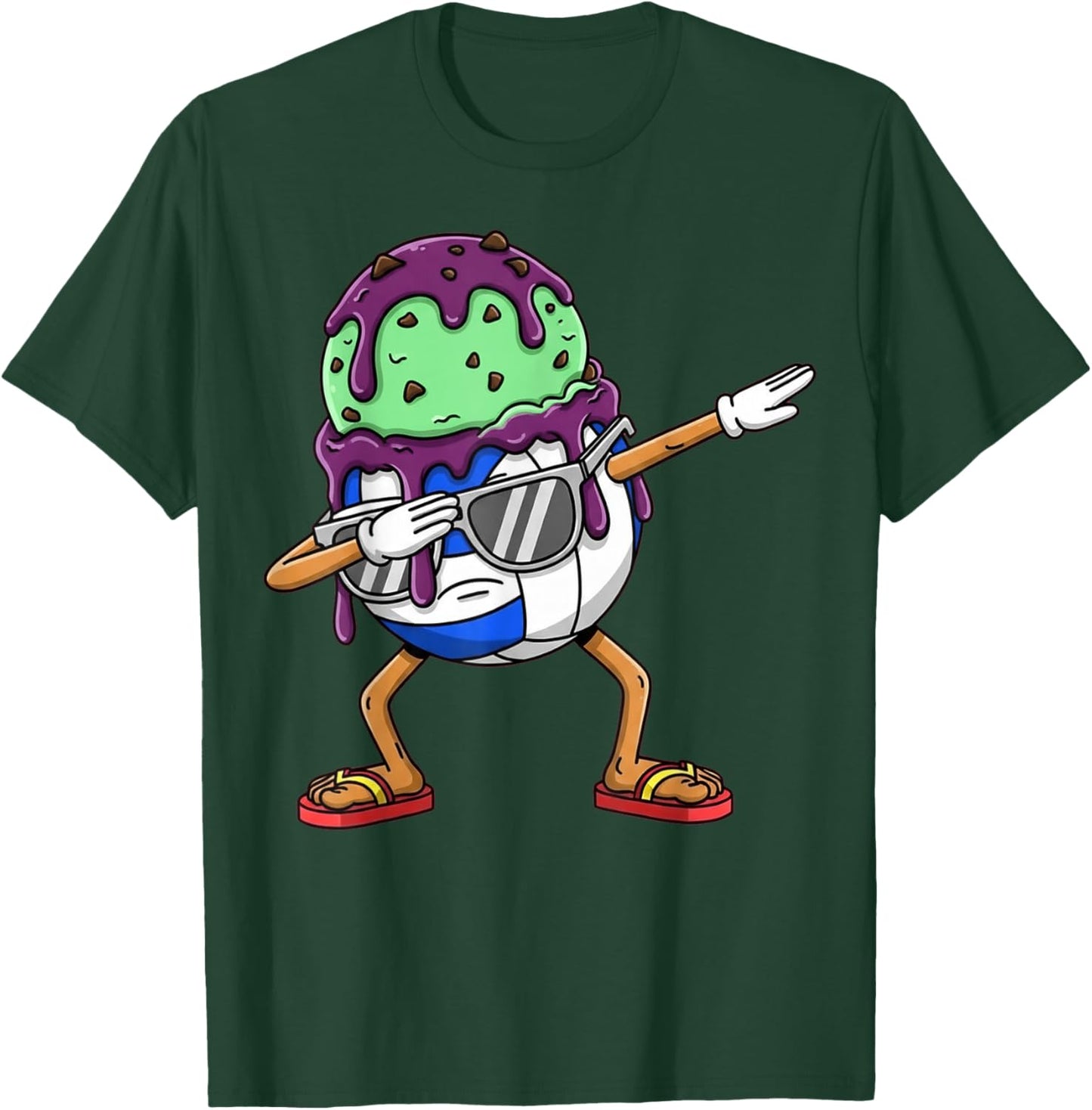 Dabbing Volleyball Drip Ice Cream Kids Youth Boys Girls T-Shirt - T-Shirt | Forest
